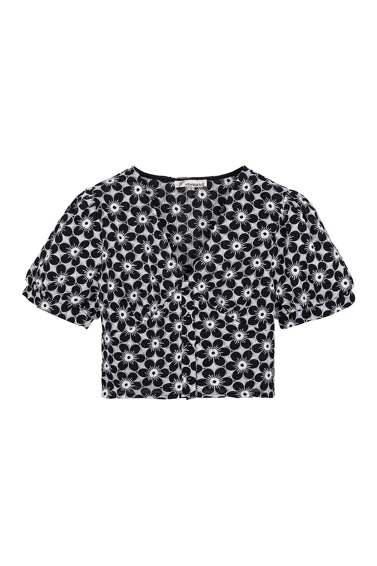 Blouse crop top Zwart S