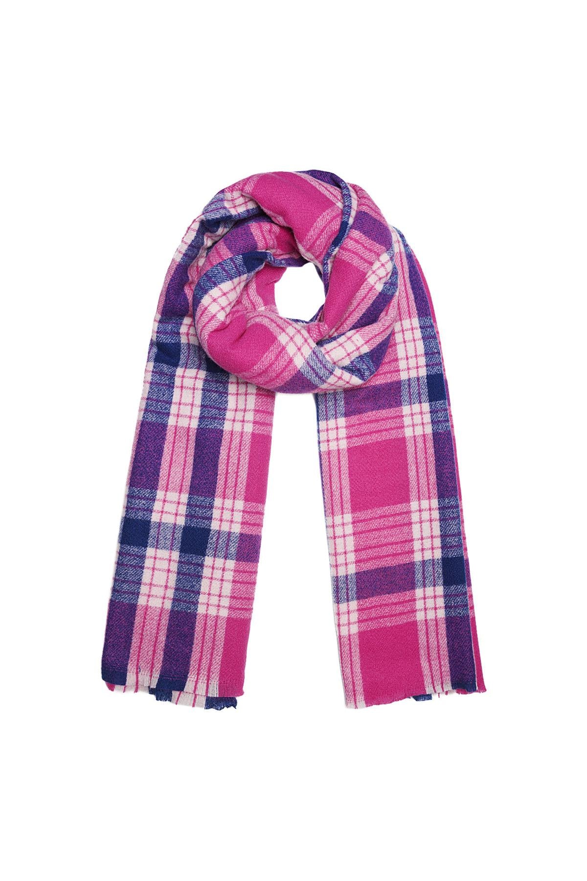 Sjaal geruite print Fuchsia Polyester