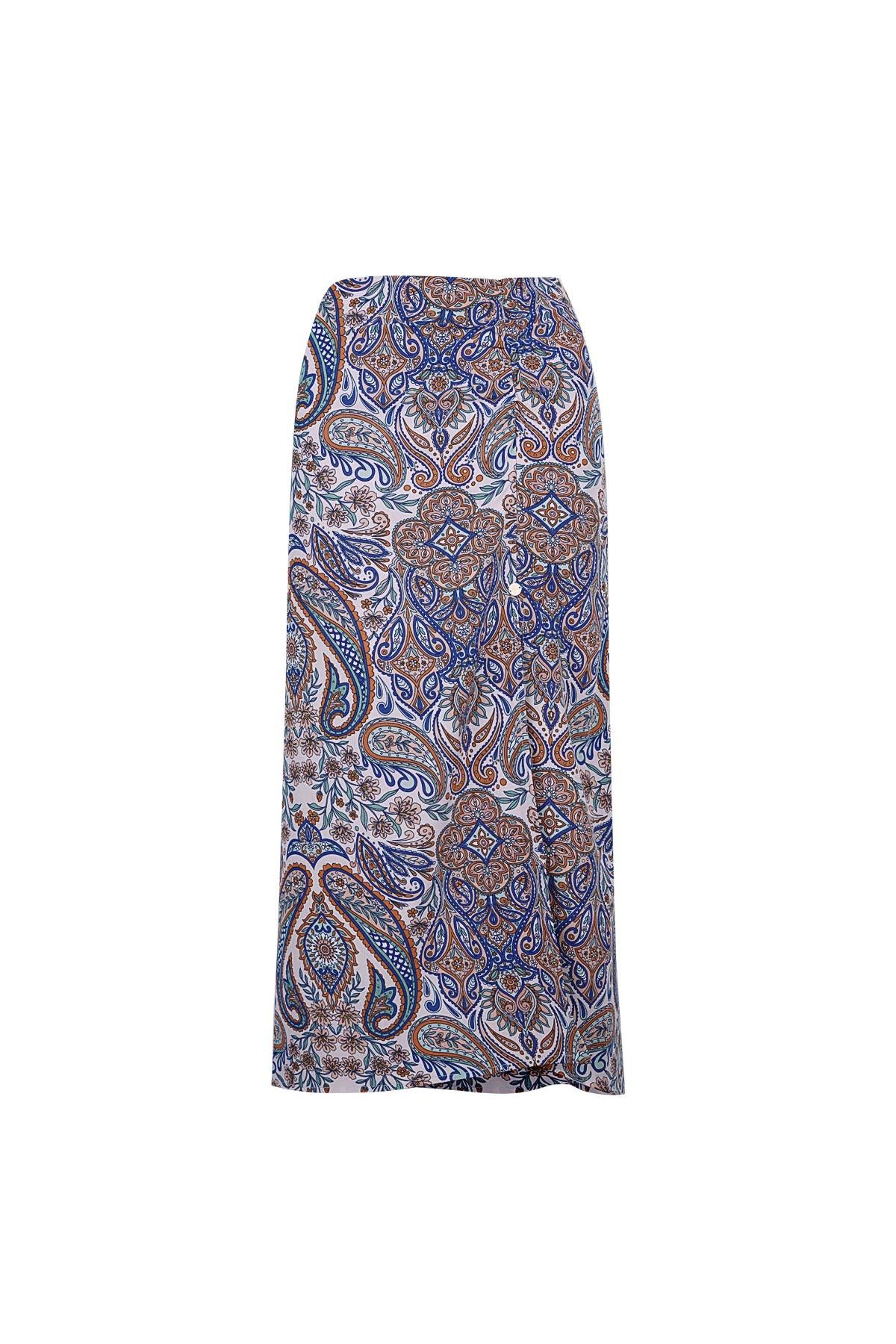 Maxi rok rood/blauw S