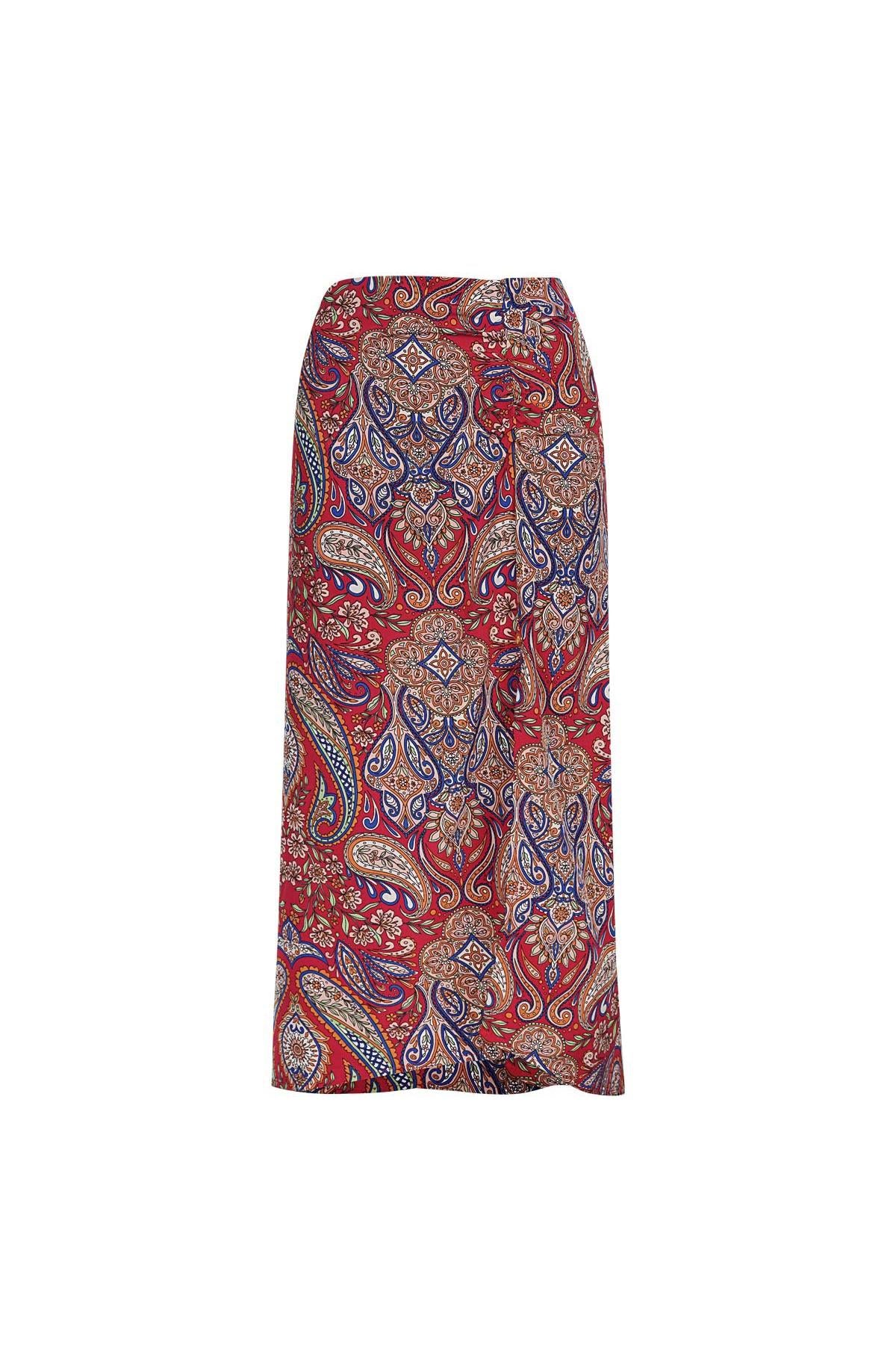 Maxi rok rood/blauw S