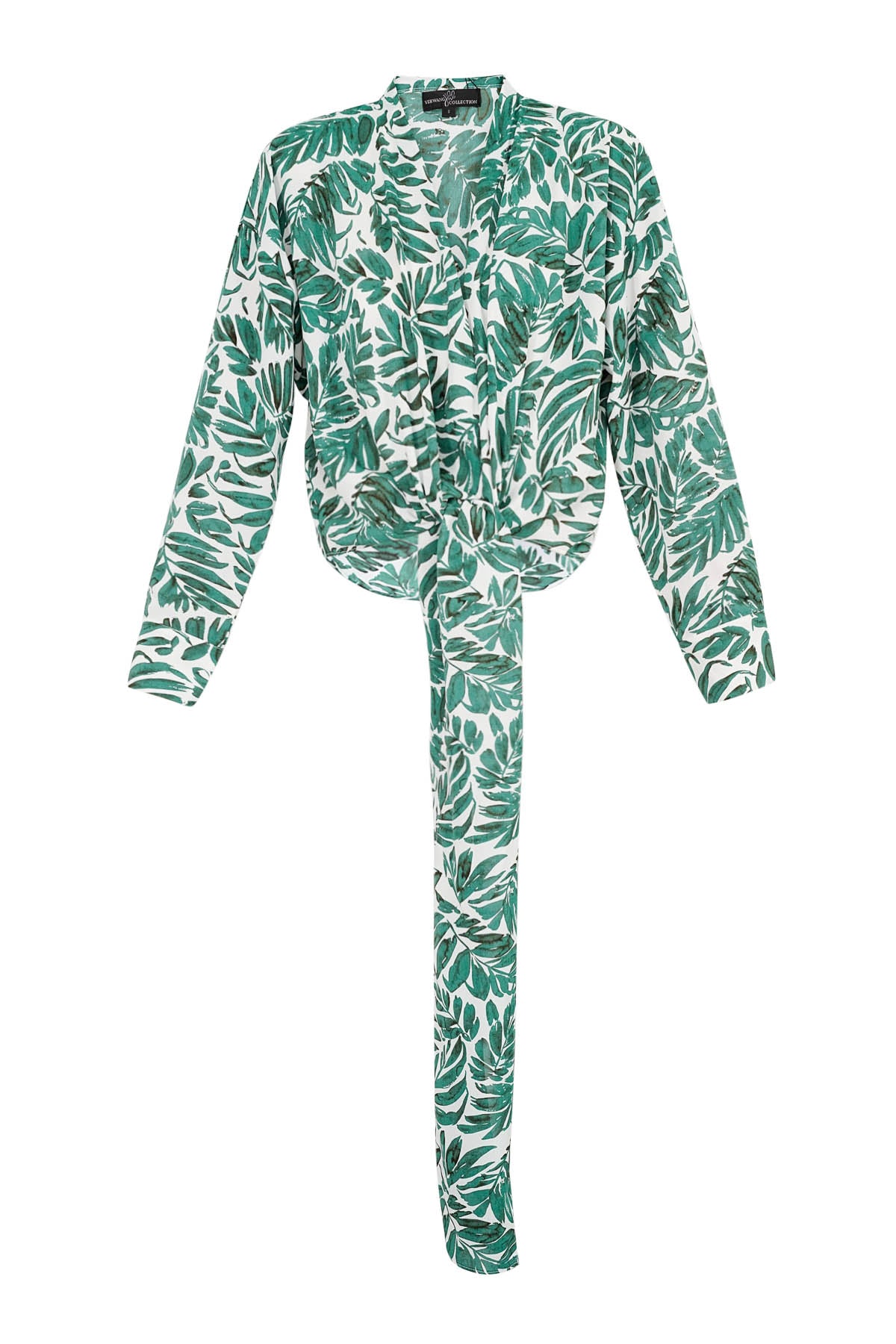 Wikkelblouse blad print groen