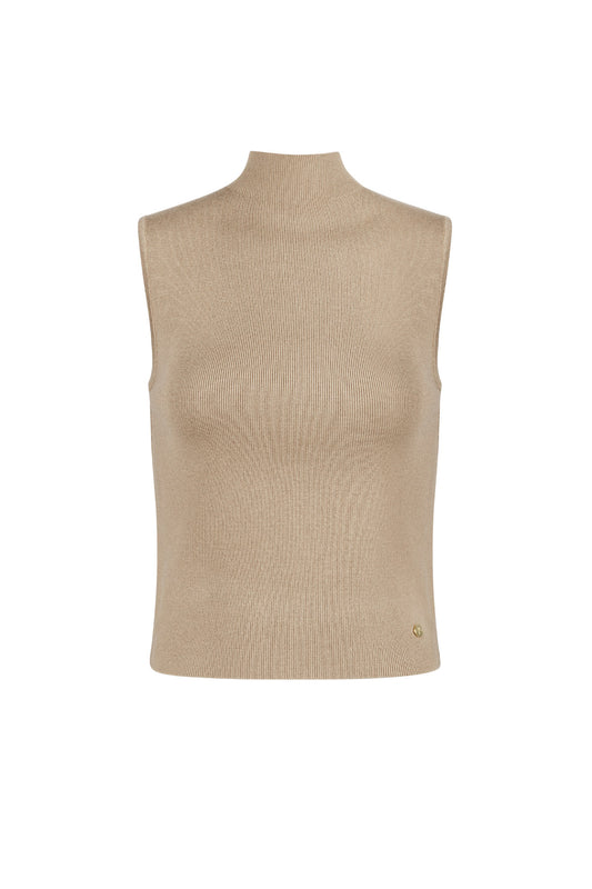 Mouwloze top met lage kol large/extra large – beige