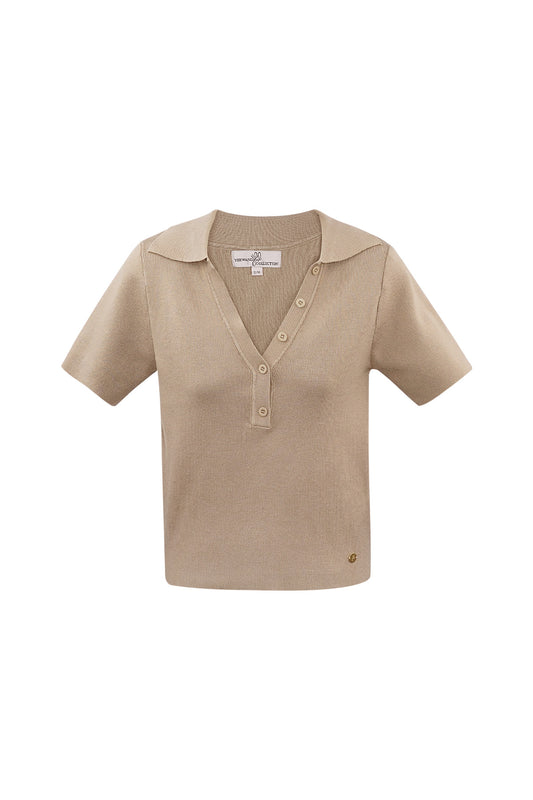 Polo half button-up small/medium – beige