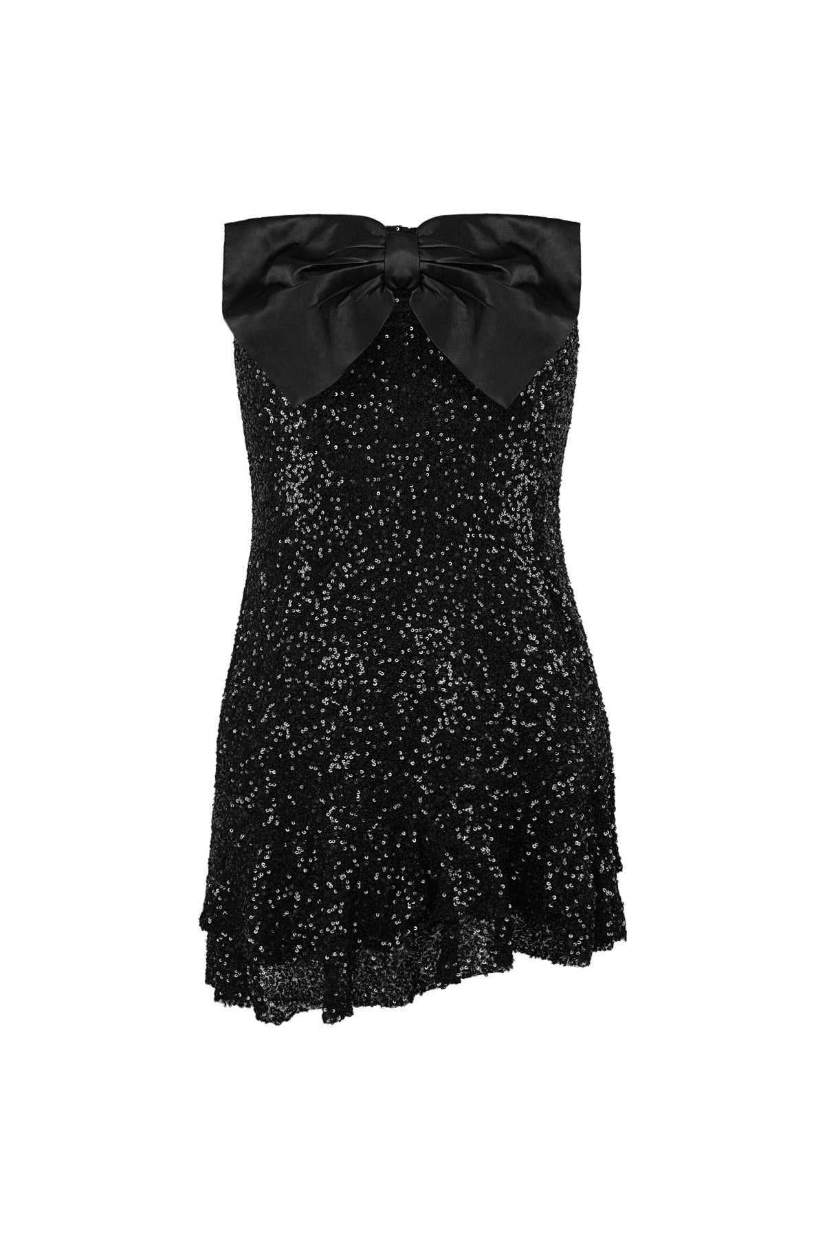 Glitter jurk met strik strapless