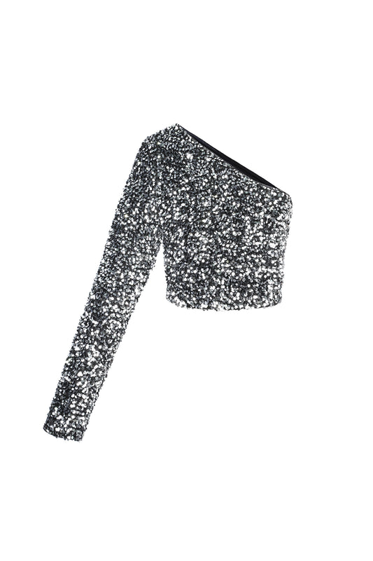 Glitter one shoulder top